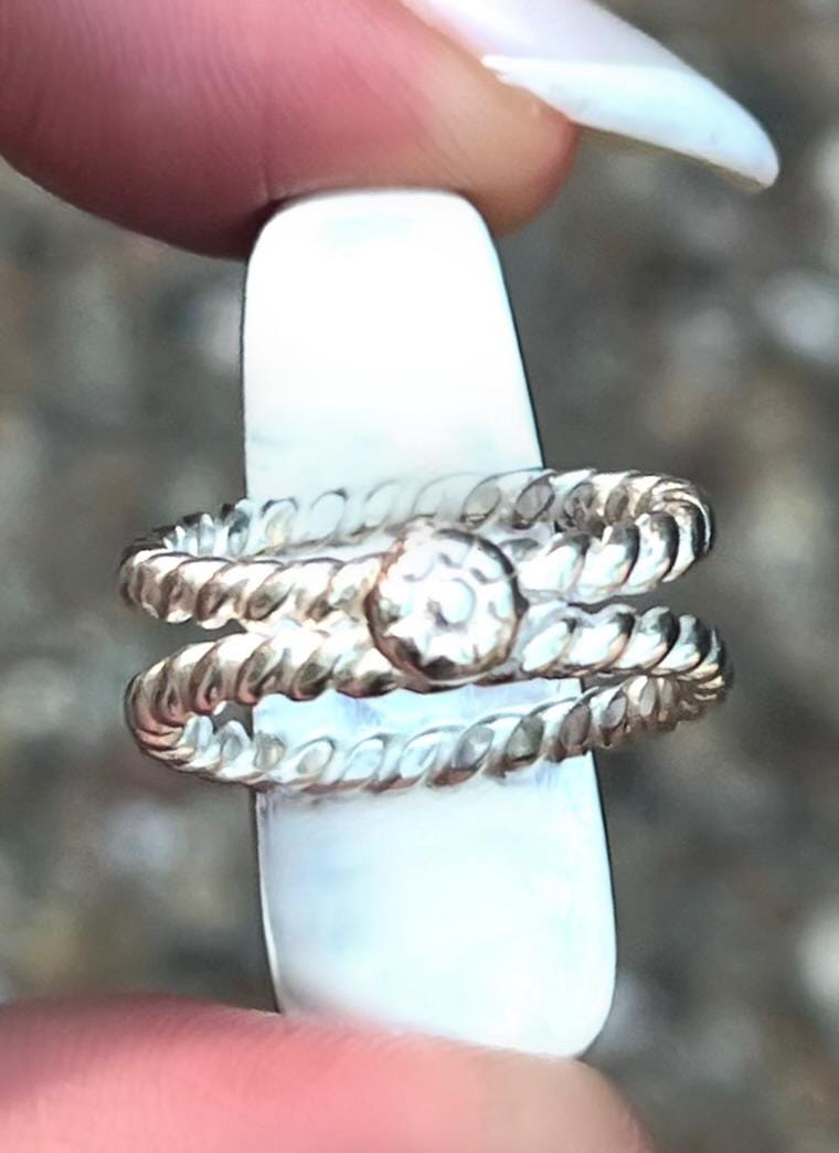 Purple Boulder Opal Ring Sterling & Fine Silver Solid Australian Opal Size 7.25