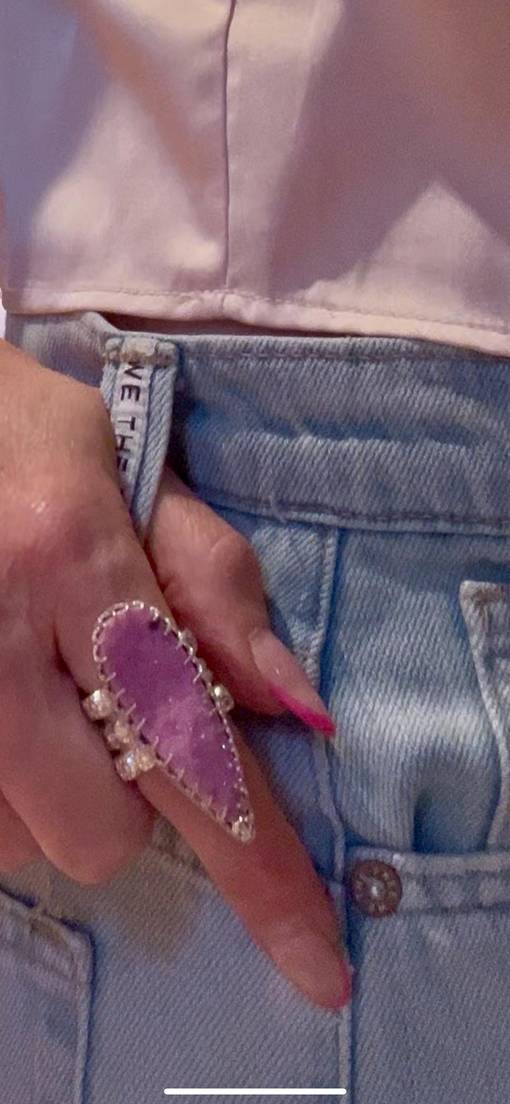 Pink Stone Statement Ring Cobalto Calcite Druzy Sterling & Fine Silver