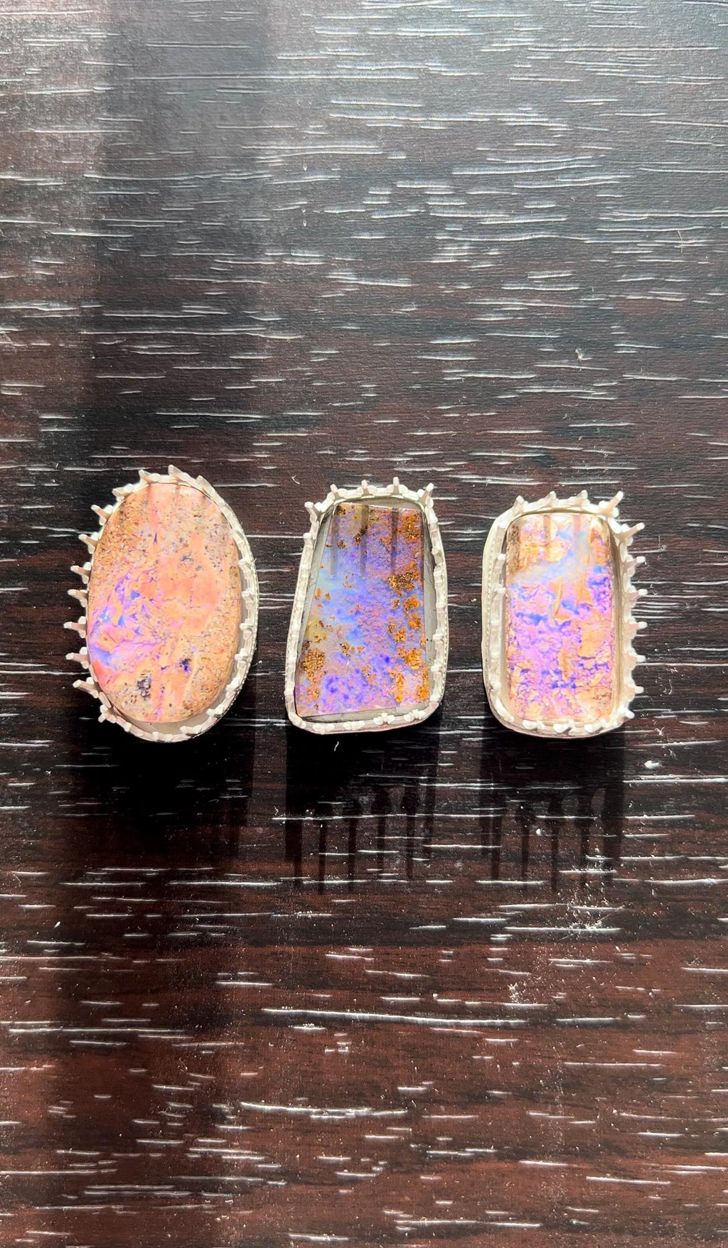 Purple Boulder Opal Bracelet Sterling and Fine Silver Solid Australian Boulder Opal