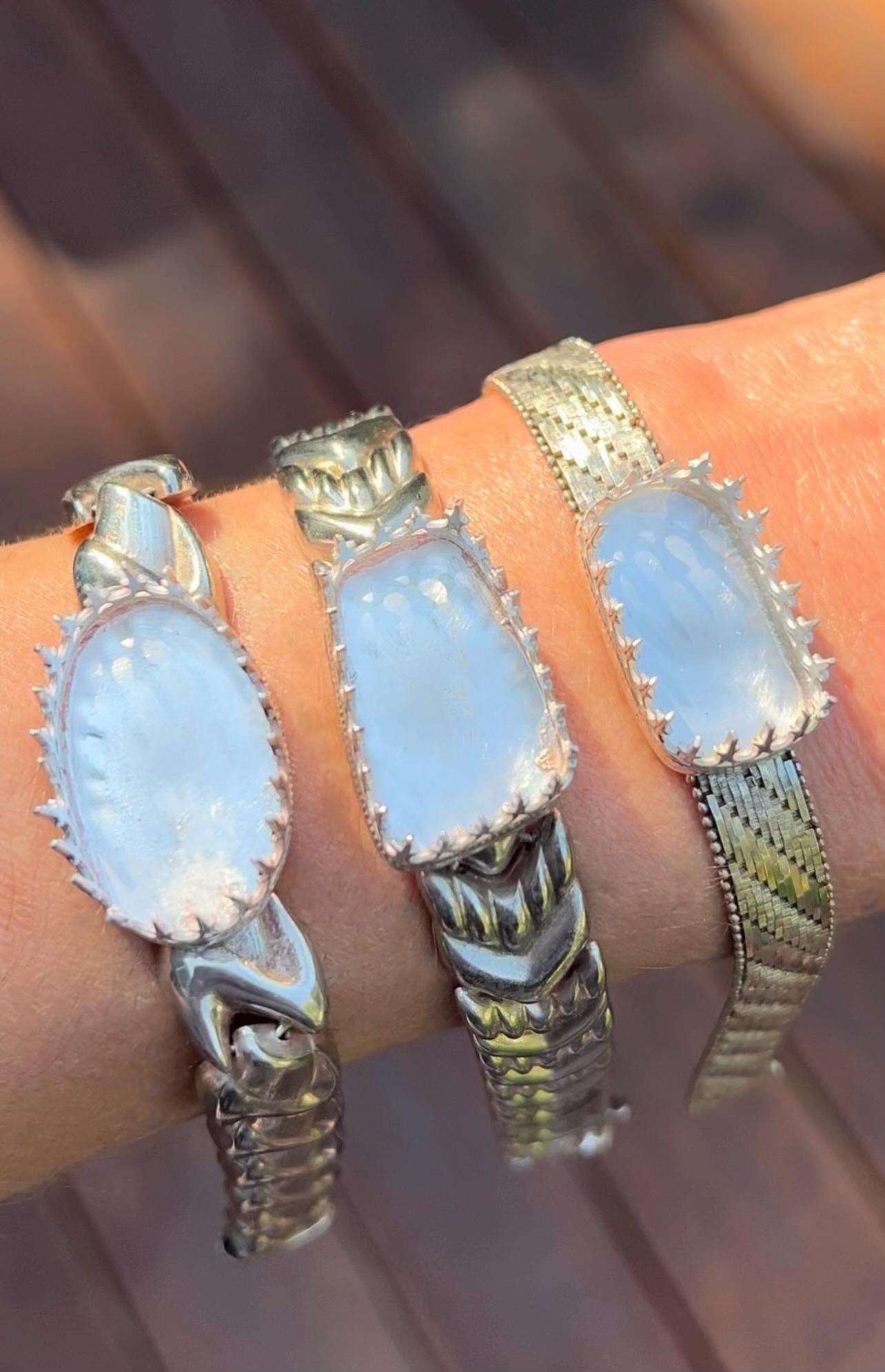 Purple Boulder Opal Bracelet Sterling and Fine Silver Solid Australian Boulder Opal