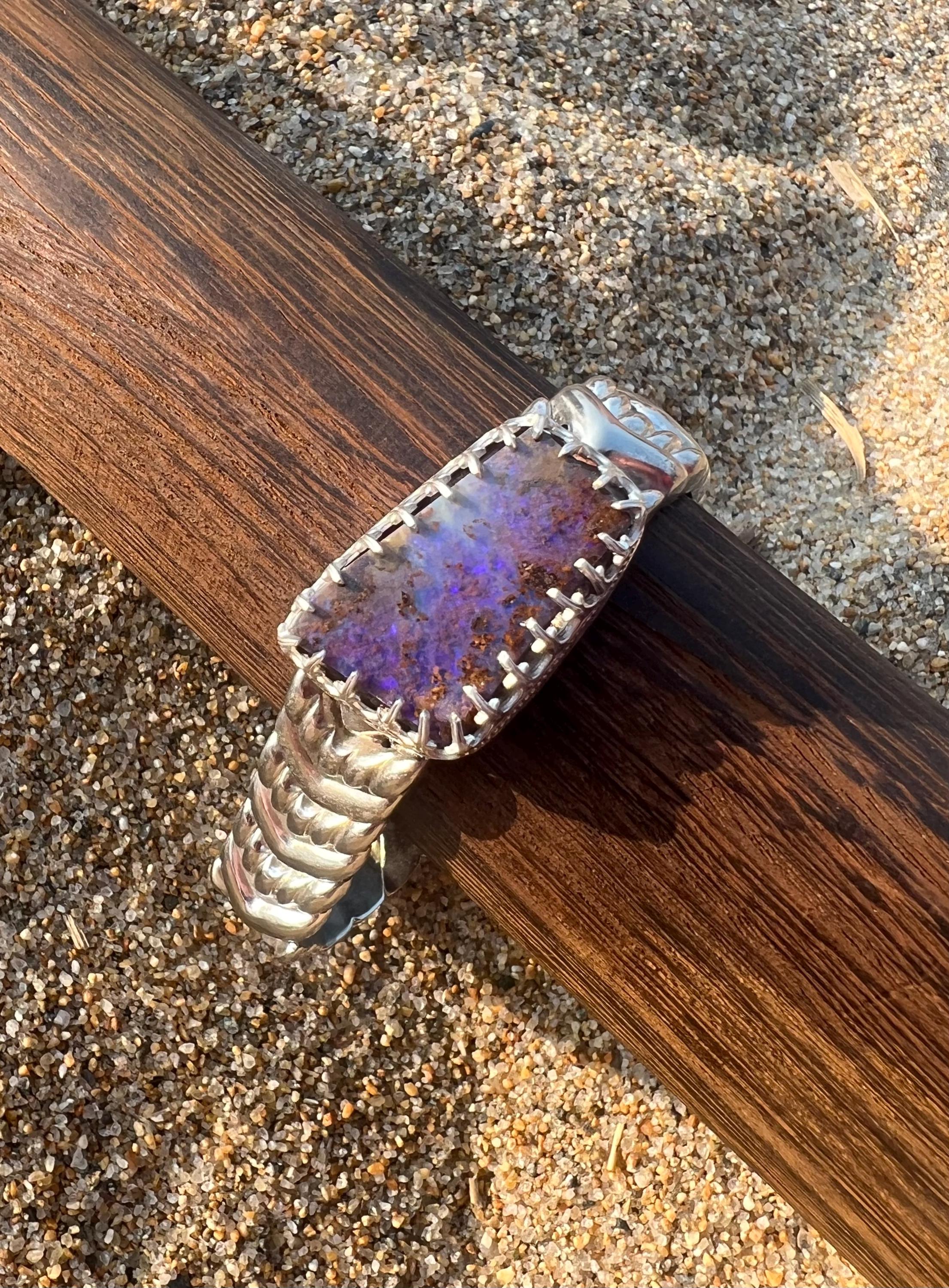 Purple Boulder Opal Bracelet || Beautiful Sterling Silver Opal Bracelet || Australian Boulder Opal Bracelet