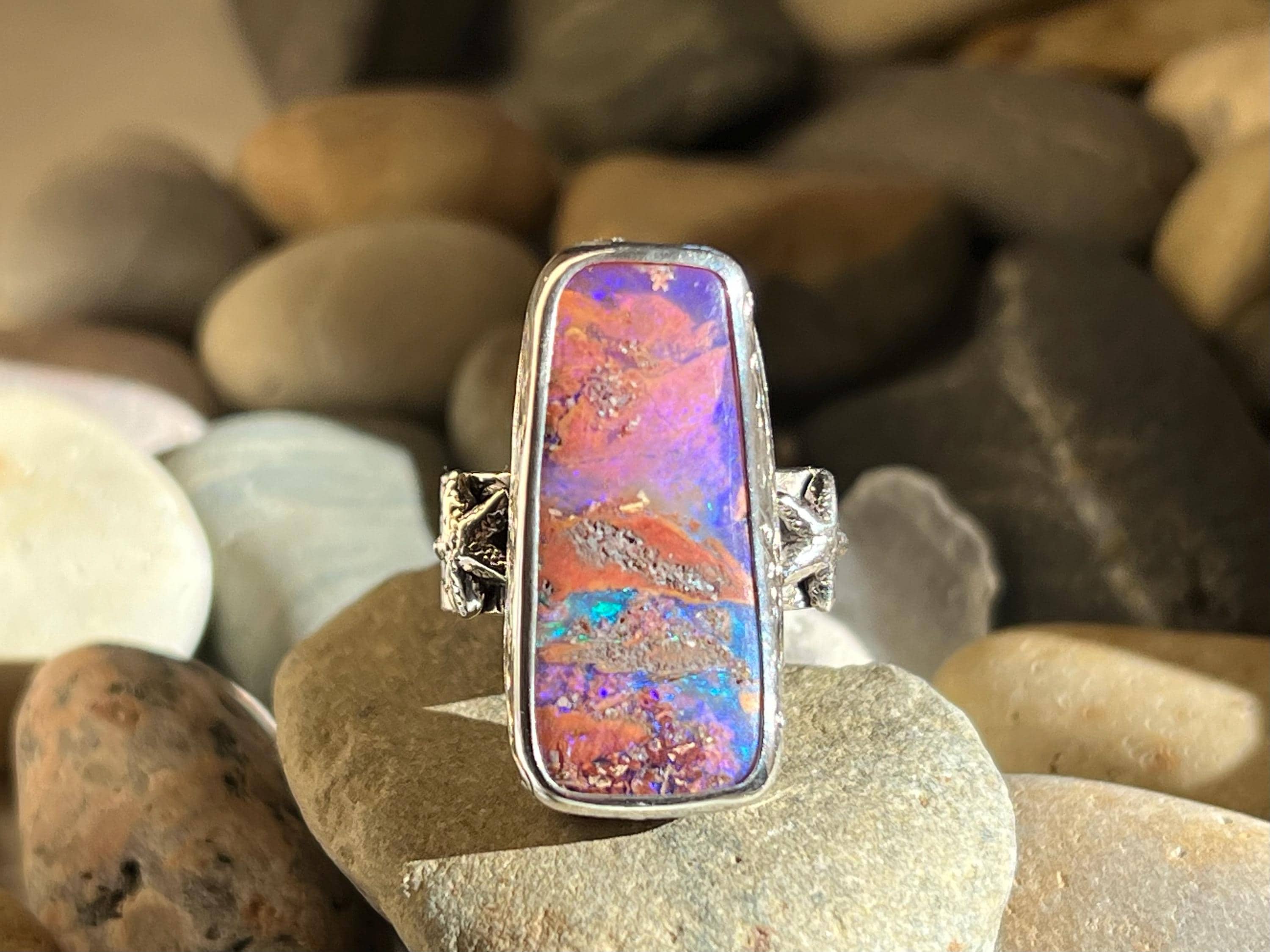 Mermaid Boulder Opal Ring