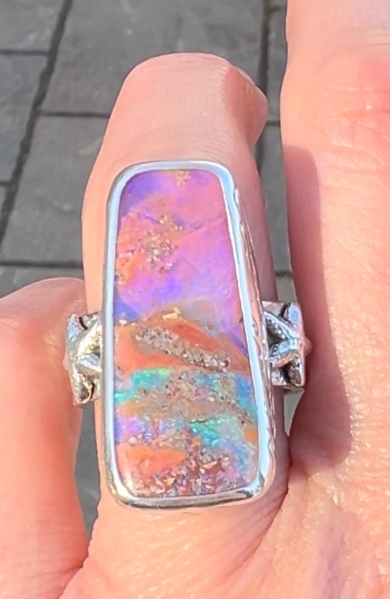 Mermaid Boulder Opal Ring